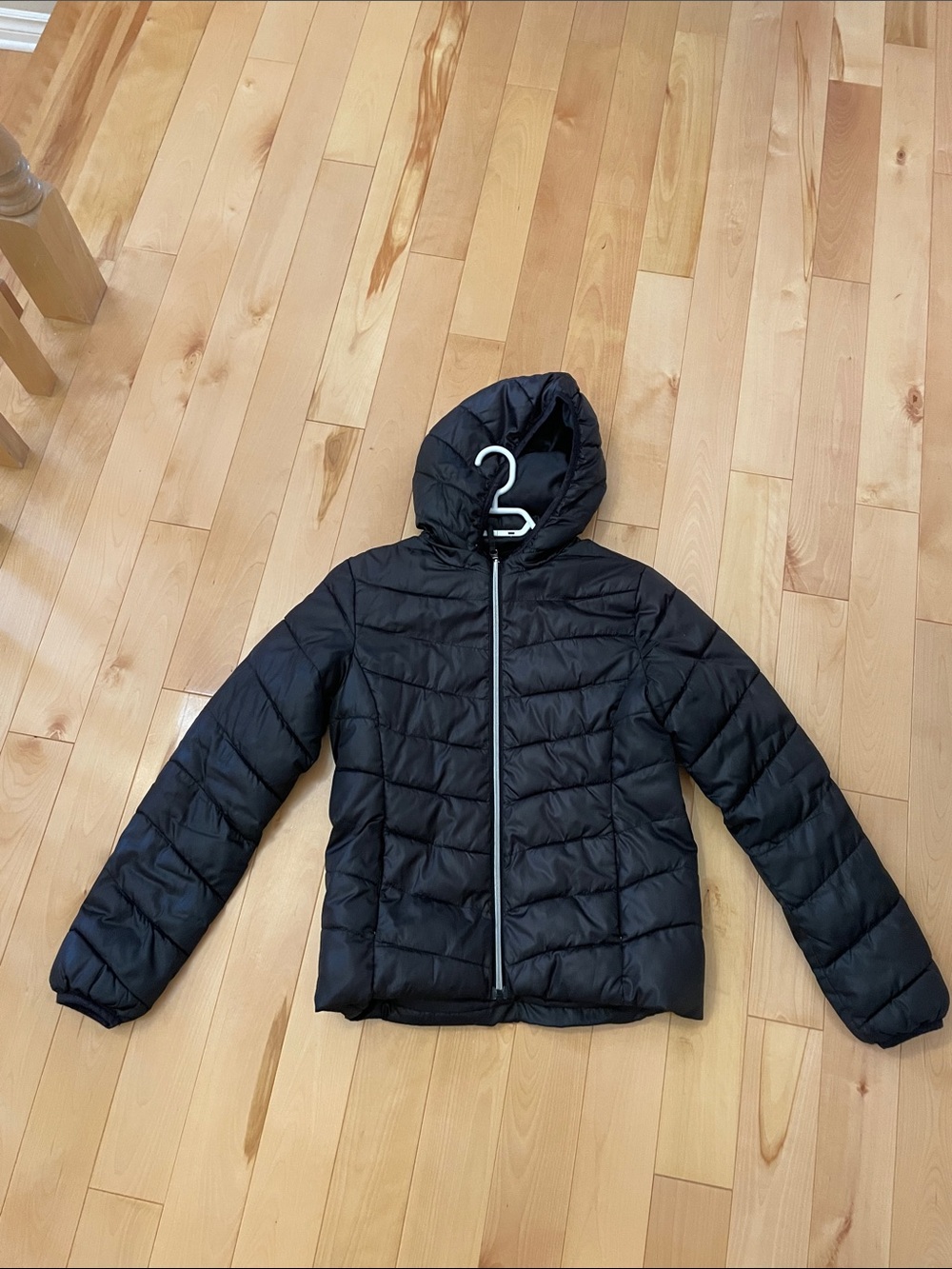 Kids Black Hooded Puffer Jacket - Lightweight Warmth